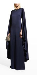 Image of sale on Beaded Cape-sleeve Satin Gown