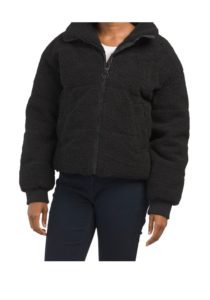 Image of sale on Berber Puffer Coat with Warm Ribbed Knit Cuffs