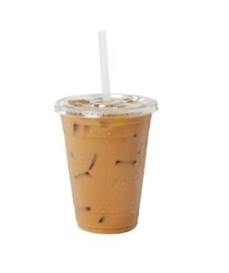 Image of sale on [100 Pack] 16 oz Clear Plastic Cups With Flat Slotted Lids