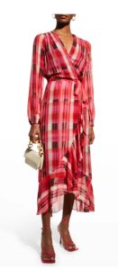 Image of sale on Halley Ruffle Plaid Wrap Dress