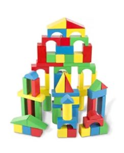Image of sale on Wooden Building Blocks Set - 100 Blocks in 4 Colors