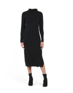 Image of sale on Cashmere Midi Turtleneck Dress with Side Slits
