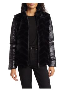 Image of sale on Zip Front Faux Fur Puffer Jacket