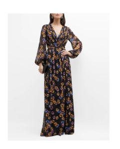 Image of sale on Floral Pleated Chiffon Gown