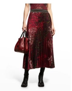Image of sale on Pleated Animal-print Satin Skirt