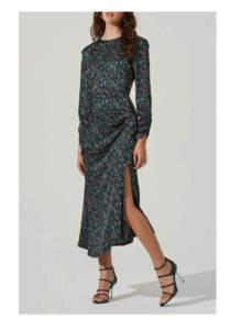 Image of sale on Ruched Long Sleeve Midi Dress