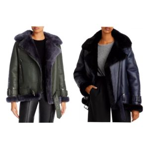 Image of sale on Moya Leather & Shearling Trim Jacket