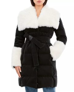 Image of sale on Zena Oversized Shearling Collar Tie Waist Coat