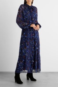 Image of sale on Emily Pussy-bow Printed Chiffon Maxi Dress