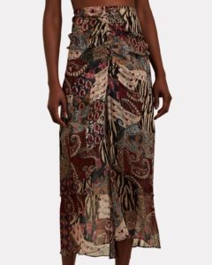 Image of sale on Sira Ruched Printed Midi Skirt