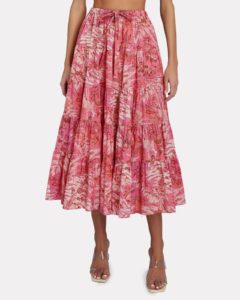 Image of sale on Makana Tiered Cotton Poplin Midi Skirt