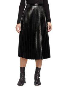 Image of sale on Pleated Faux Leather Midi-skirt