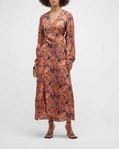 Image of sale on Lucas Printed Faux-wrap Maxi Dress