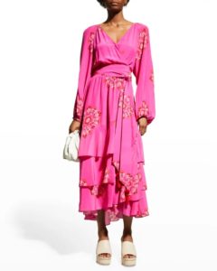 Image of sale on Frederica Printed Tiered Ruffle Belted Dress