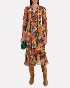 Image of sale on Marlowe Silk Chiffon Midi Dress