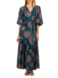 Image of sale on Shalina Printed Silk-blend Maxi Dress