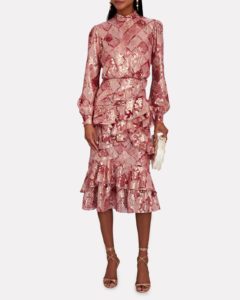 Image of sale on Stars Ruffled Metallic Midi Dress