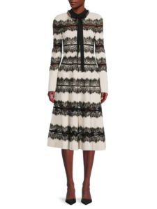 Image of sale on Lace Knit Silk Blend Sweater Midi Dress