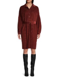 Image of sale on Giberna Corduroy Belted Shirtdress
