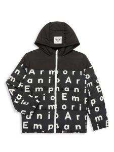 Image of sale on Little Boy’s & Boy’s Logo Print Hooded Puffer Jacket