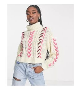 Image of sale on Stitch Detail Roll Neck Sweater in Multi