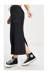 Image of sale on Parachute Cargo Midaxi Skirt in Black with Toggle Detail
