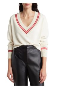 Image of sale on Varsity Trim V-neck Sweater