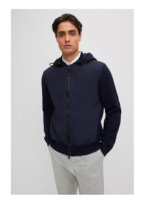 Image of sale on Hybrid Hooded Jacket with Waterproof Logo-trimmed Zip