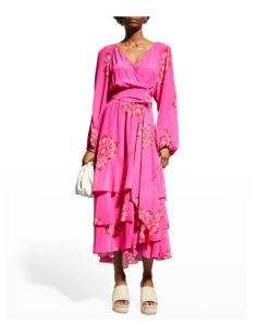 Image of sale on Frederica Printed Tiered Ruffle Belted Dress
