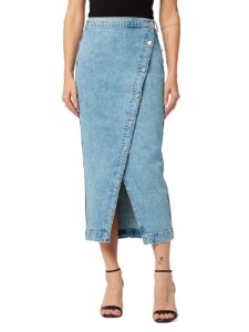 Image of sale on Asymmetric Stretch Denim Pencil Skirt