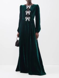 Image of sale on Camille Crystal-bow Velvet Gown