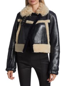 Image of sale on Cropped Leather & Shearling Jacket