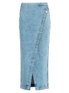 Image of sale on Asymmetric Stretch Denim Pencil Skirt