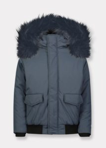 Image of sale on Boy’s Matte Canvas Raccoon Fur Hooded Coat, Size 2-20