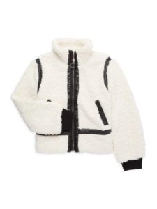 Image of sale on Girl’s Faux Leather Trim Faux Shearling Jacket