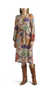Image of sale on Paisley Puff-sleeve Midi Wrap Dress