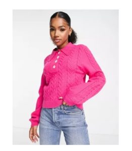 Image of sale on Knitted Polo Sweater in Pink