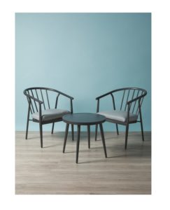 Image of sale on 3pc Indoor Outdoor Aluminum Frame Chair and Table Set