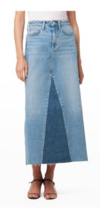 Image of sale on The Maxine Two-toned Denim Maxi Skirt with Raw Hem