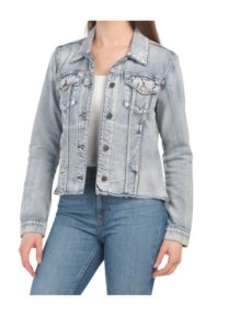 Image of sale on Julia Cropped Denim Jacket with Drop Shoulders