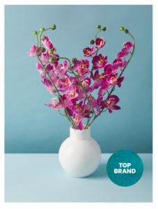 Image of sale on 18in Artificial Orchid Arrangement in White Vase
