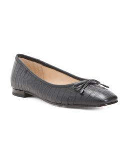 Image of sale on Leather Embossed Square Toe Ballet Flats