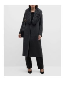 Image of sale on Double-face Fur-trim Cashmere Coat