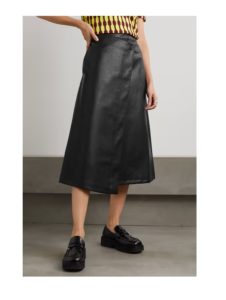 Image of sale on Unbalance Asymmetric Faux Leather Midi Wrap Skirt