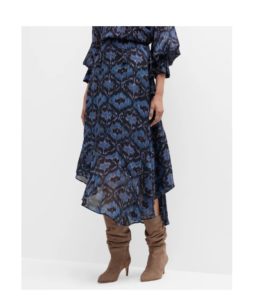 Image of sale on Maxime Metallic Ikat Midi Wrap Skirt