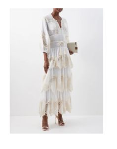 Image of sale on Tiered Voile and Macramé-lace Ramie Maxi Dress