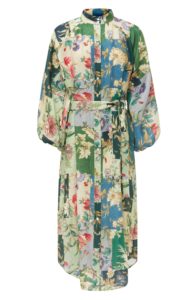 Image of sale on Loretta Floral Patchwork Long Sleeve Linen Shirtdress