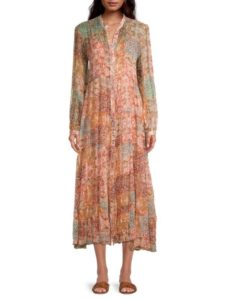 Image of sale on Sabrina Tiered Print Midi-dress