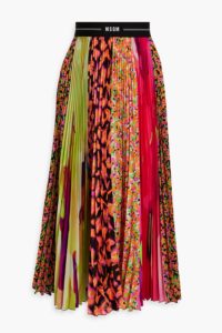 Image of sale on Pleated Printed Crepe De Chine Midi Skirt