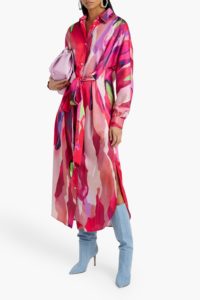 Image of sale on Printed Satin-twill Midi Shirt Dress